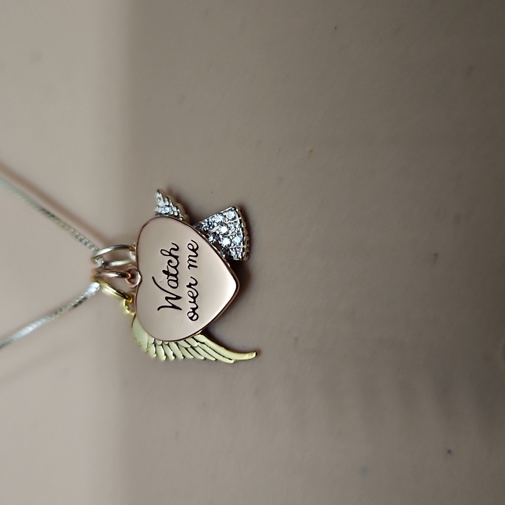 Gold and Silver Angel And Heart Pendant Necklace